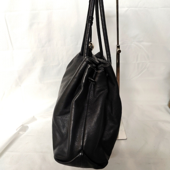 Furla Large Black Leather Drawstring Handle Tote - Picture 3 of 9